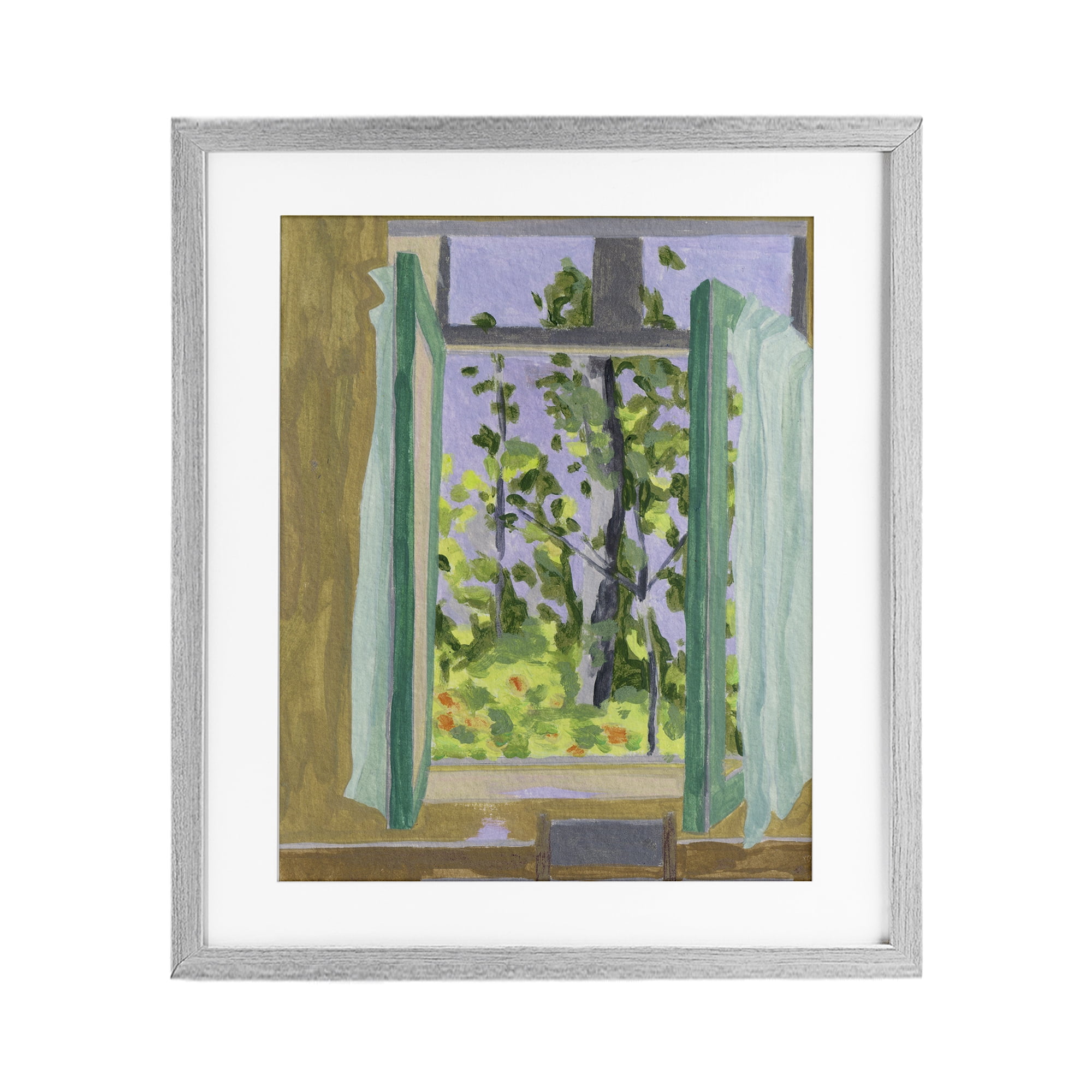 A Seat For Spring Gray Framed Print Under Glass, design by Melissa Wang