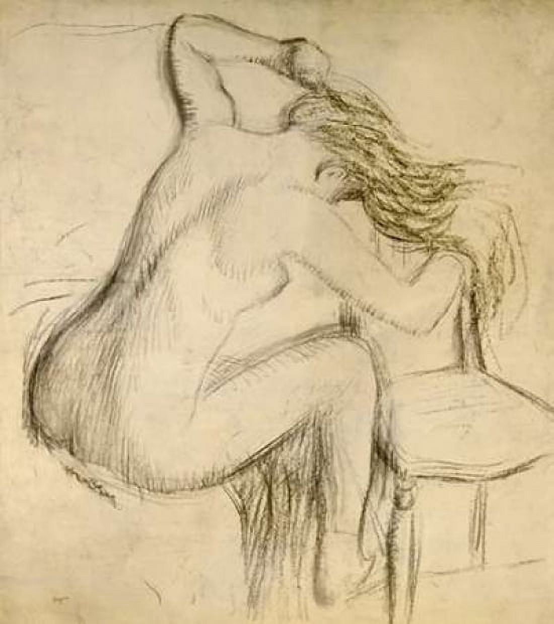 A Seated Woman Styling Her Hair Canvas Art - Edgar Degas (24 x 24)