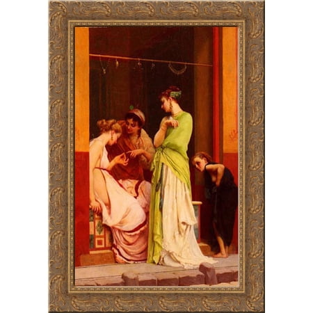A Seller of Jewels in Pompeii 18x24 Gold Ornate Wood Framed Canvas Art by Boulanger, Gustave Clarence Rodolphe