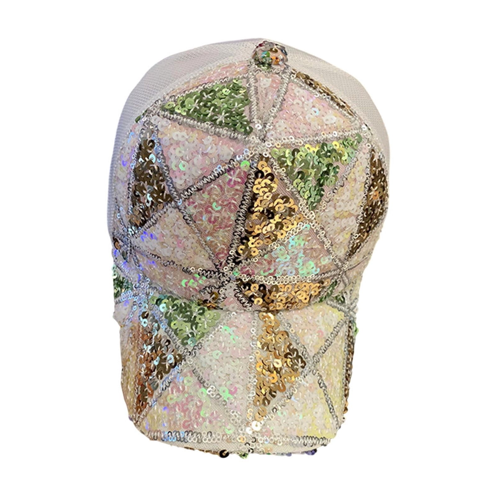 C.C Glitter Sequin Baseball Cap With Mesh Back - Adjustable Velcro, 23-24\" Head Circumference, Ponytail Friendly, 60% Cotton 40% Polyester