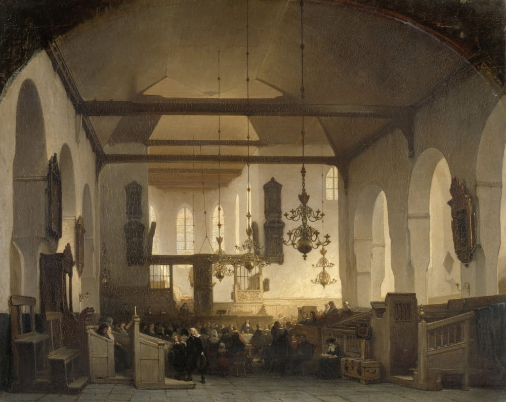 A Service In The Geertekerk Canvas Art - (24 x 18)