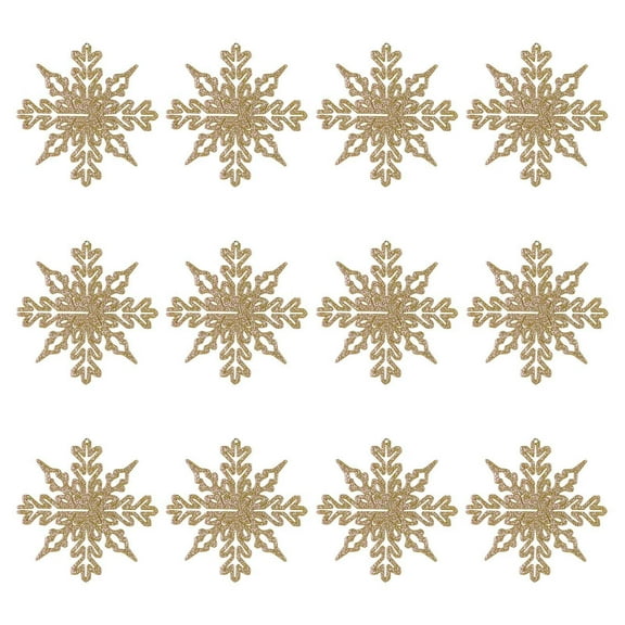 A Set Of 12 Gold Snowflake Christmas Tree Decorations