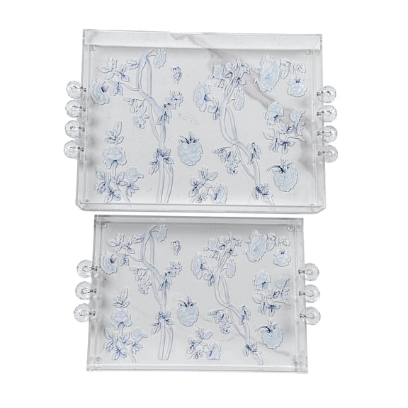 A Set Of 2 Acrylic Serving Trays With Handles Decorative Platter For Coffee Breakfast In Bed Dinner Appetizers Patio Party