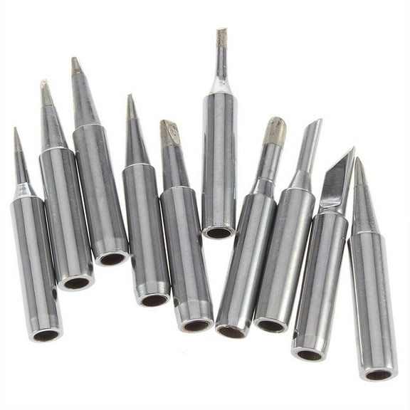 A Set of 10pcs Different Lead-free Solder Soldering Iron Tips 900M-T for Station 900M 933 376 907 825D+ (Silver)