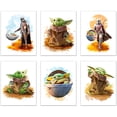 thumbnail image 1 of A Set of 6 Baby Yoda Cartoon Paintings Posters for Kids Bedroom Wall Decorations,Unframed., 1 of 5
