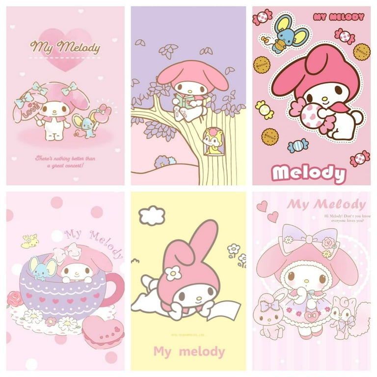 A Set of 6 My Melody Cartoon Paintings Posters for Kids Bedroom