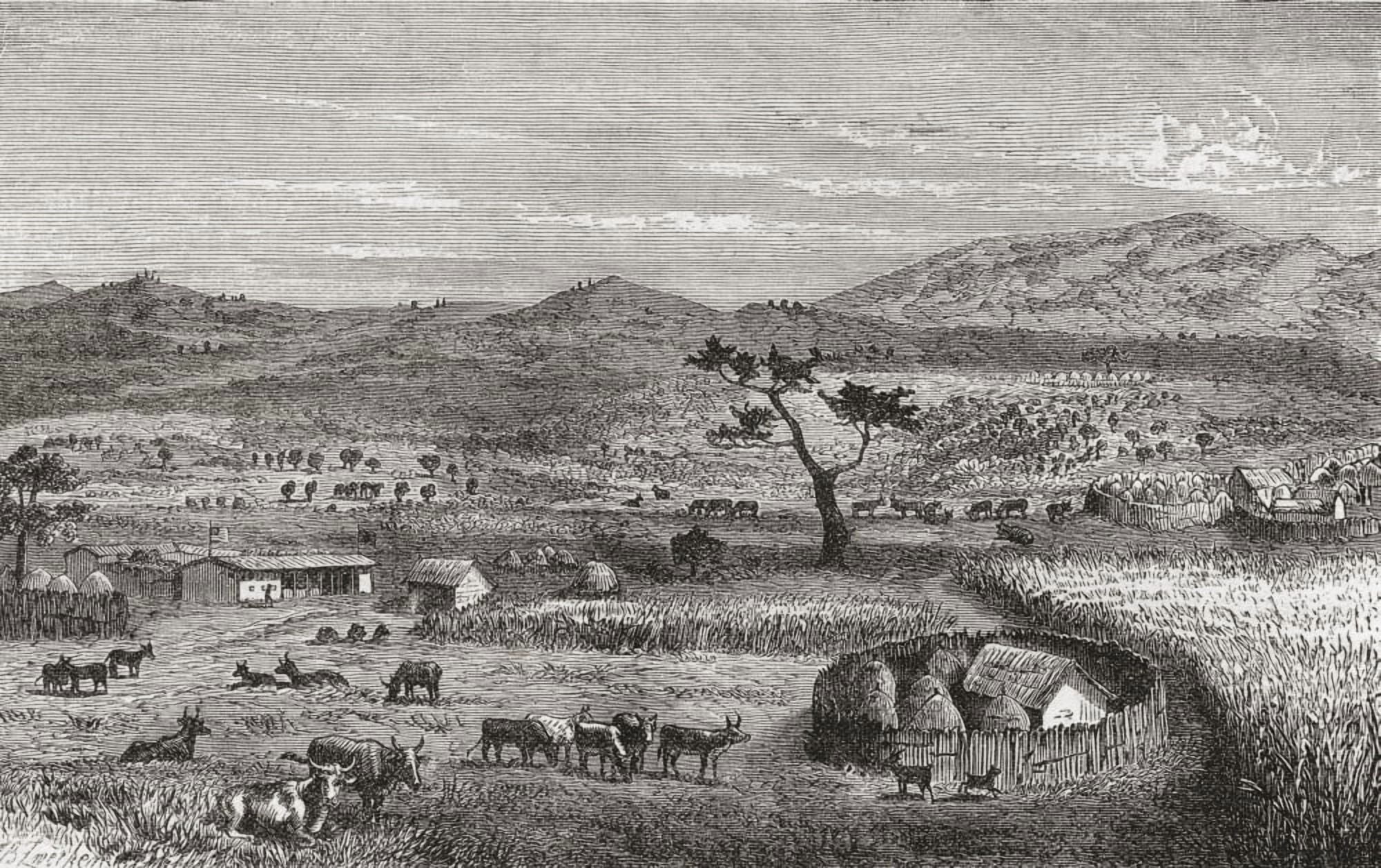 A Settlement In Kouihara West Africa In The 19Th Century From El Mundo En La Mano Published 1878 Canvas Art - Ken Welsh Design Pics (18 x 11)