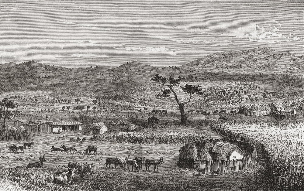 A Settlement In Kouihara West Africa In The 19Th Century From El Mundo En La Mano Published 1878 Canvas Art - Ken Welsh Design Pics (36 x 22)