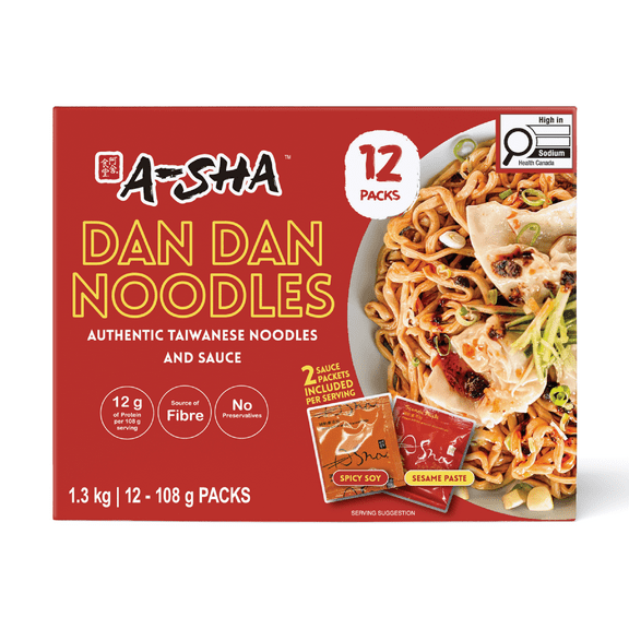 A-Sha Meteor Noodle with Dan Dan Sauce (12 Packs), Spicy Soy Sauce and Sesame Paste