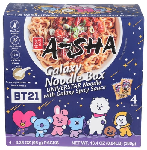 A-Sha Noodles Meteor Spicy Soup 4-Pack 13.4 oz (Pack of 6)