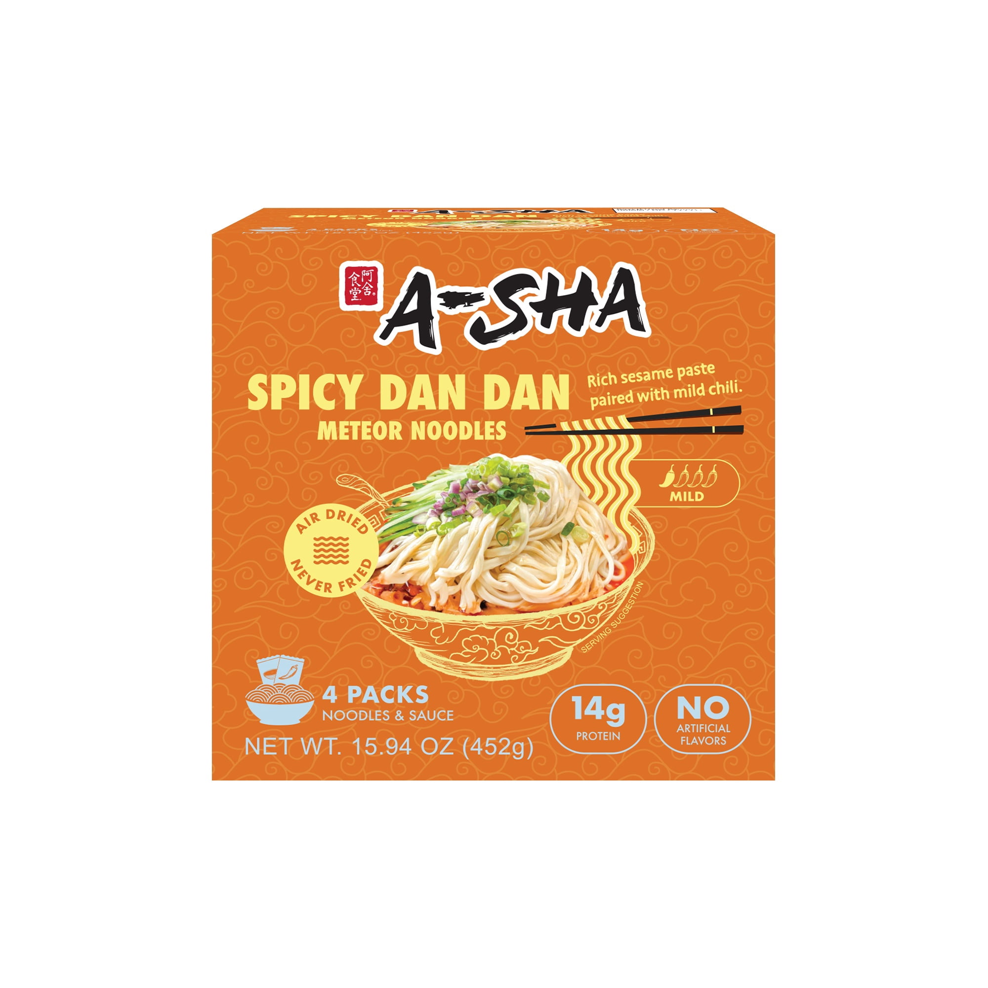 A-Sha Spicy Dan Dan Meteor Noodle Box 4 Pack