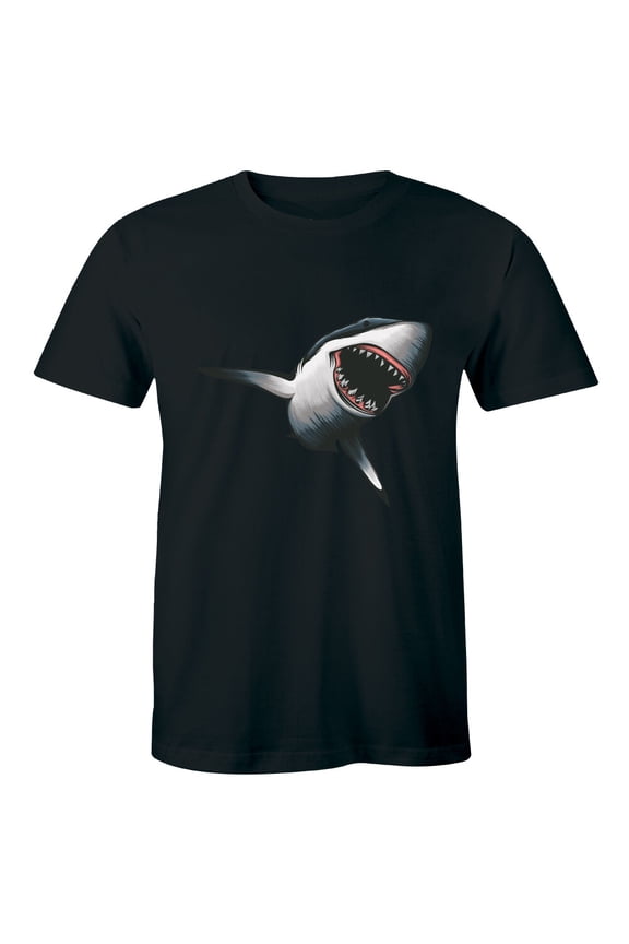 A Shark Attack Fish Scary Wild Sea Monster Teeth Tee Mens Tshirt Aquatic Animals All Size S-5XL