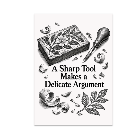 A Sharp Tool Makes a Delicate Argument - Craft Enthusiast - 13x19 Poster Print