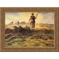 thumbnail image 1 of A Shepherdess and her Flock 24x20 Gold Ornate Wood Framed Canvas Art by Millet, Jean Francois, 1 of 2
