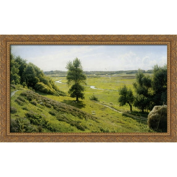 A Shepherdess Resting 40x26 Large Gold Ornate Wood Framed Canvas Art by Peder Mork Monsted