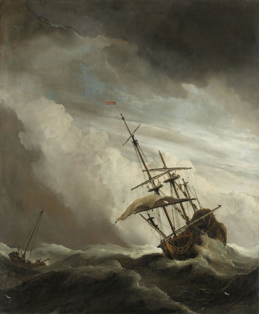 A Ship On The High Seas Caught By A Squall Canvas Art -  (18 x 24)