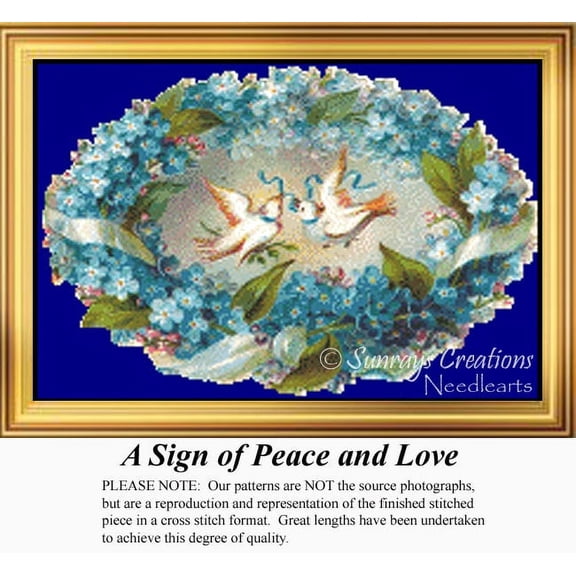 A Sign of Peace and Love, Vintage Counted Cross Stitch Pattern (Pattern Only, You Provide the Floss and Fabric)