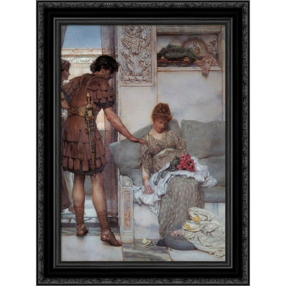 A Silent Greeting 20x24 Black Ornate Wood Framed Canvas Art by Alma Tadema, Sir Lawrence