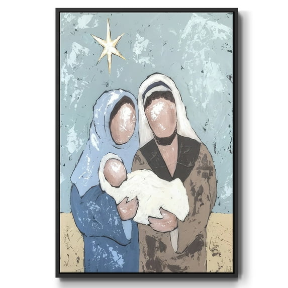 A Silent Night I - Framed Gallery Wrapped Holiday Canvas - 17 x 25 - Black Frame