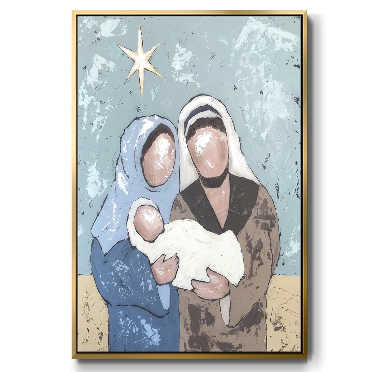 A Silent Night I - Framed Gallery Wrapped Holiday Canvas - 17 x 25 - Gold Frame