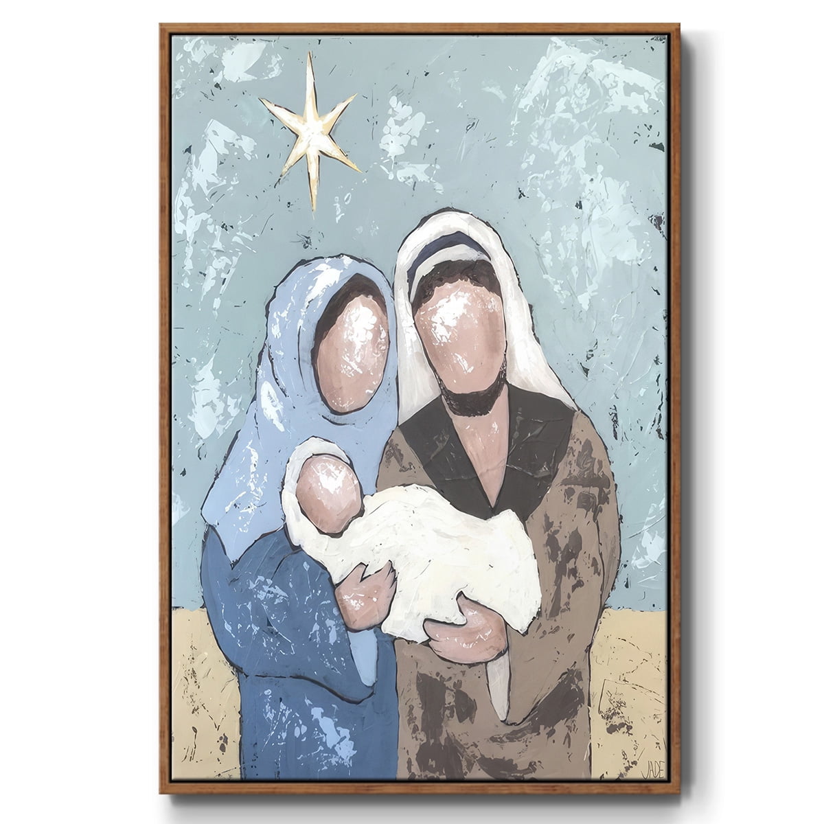 A Silent Night I - Framed Gallery Wrapped Holiday Canvas - 25 x 37 - Rosewood Frame