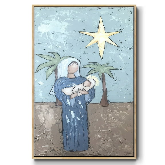 A Silent Night II - Framed Gallery Wrapped Holiday Canvas - 17 x 25 - Natural Wood Frame