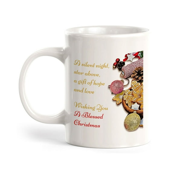 A Silent Night, Star Above, A Gift Of Hope And Love. Wishing You A Blessed Christmas 11oz Plastic Coffee Mug