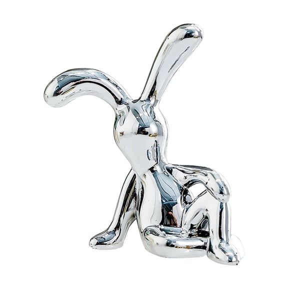 A Silver Rabbit Statue Electroplated Craft Decor For Living Room Bookshelf Tabletop Centerpiece Ornament