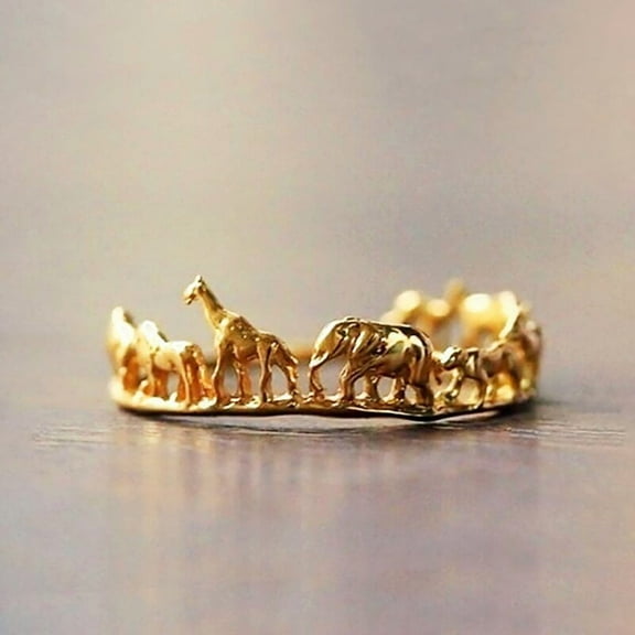 A Simple And Classic Hollowed-out Ring For Women With Cute Little Animals, Suitable For Daily Wear, Parties, Celebrations, And Holiday Gifts.,Golden5
