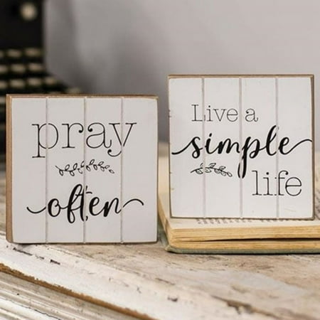 A Simple Life Wood Block 2 asstd. (Pack of 4)