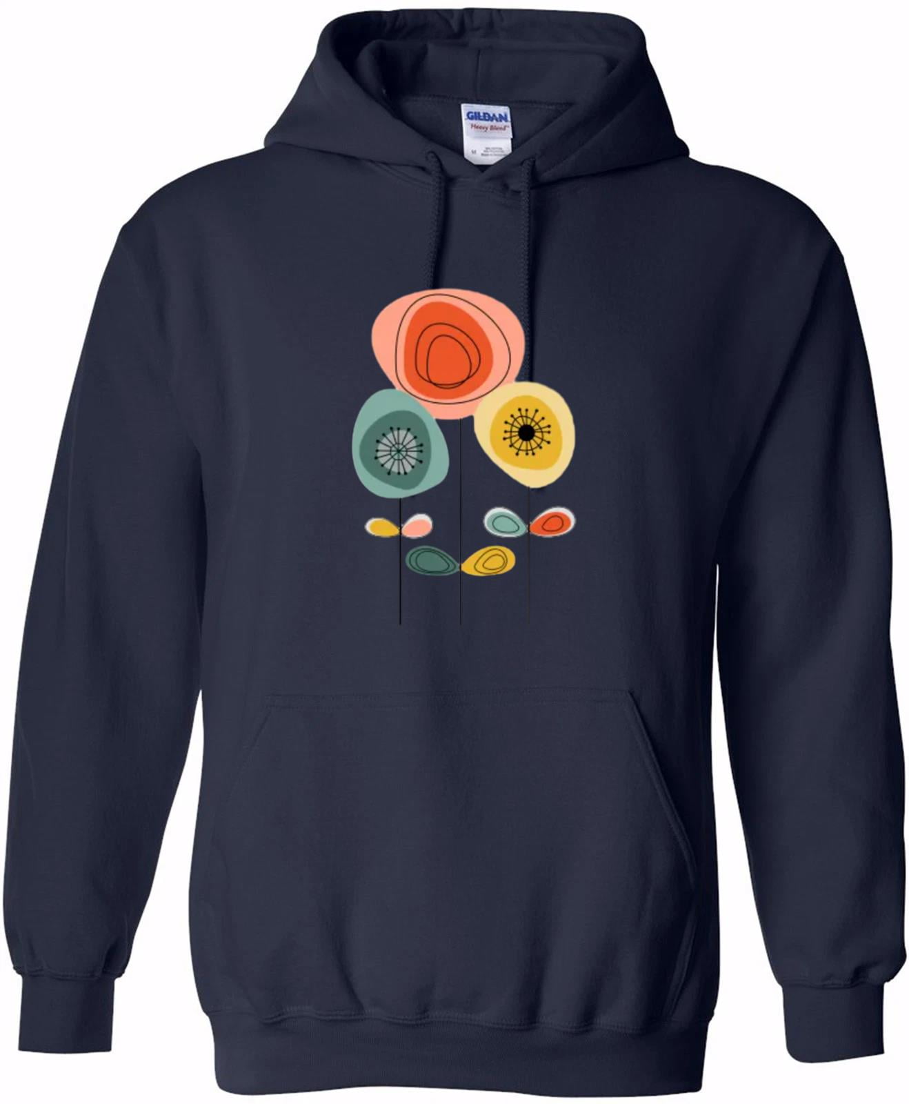 A Simple Mid Century Modern Flower Graphic Design Art Hoodie, for men