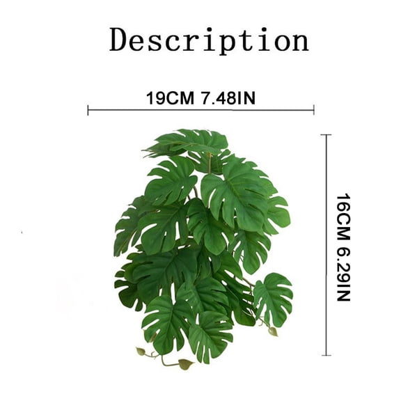 A Simulated Turtle Shell Leaf Reptile Plants For Terrarium Amphibian Habitat Decor Artificial Hanging Plants With Suction Cup Monstera