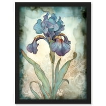 A Single Iris Flower Watercolour Illustration Artwork Framed Wall Art Print A4