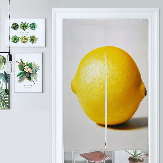 A Single Lemon On A White Background Door Curtain Nordic Living Room