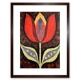 thumbnail image 1 of A Single Tulip Flower Batik Style Pattern Folk Art Artwork Framed Wall Art Print 9X7 Inch, 1 of 5