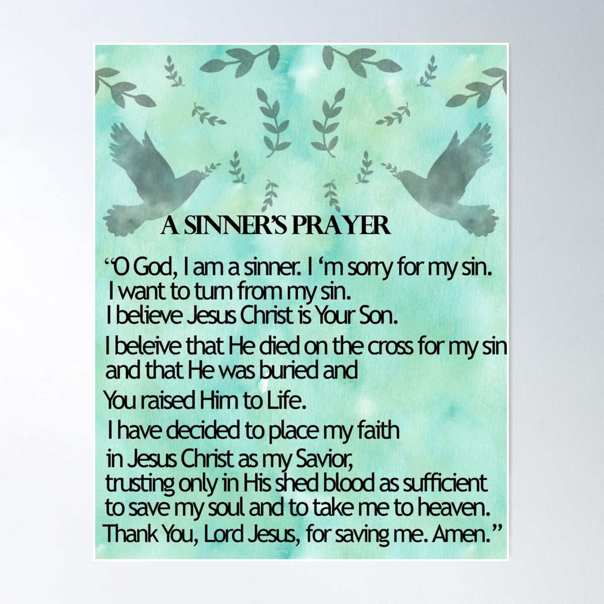 A Sinners Prayer Poster Wall Art, Modern Wall Decor For Living Room