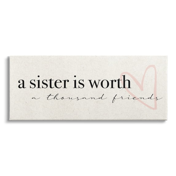 Stupell Industries A Sister is Worth Thousand Friends Phrase Heart, 30 x 13, Design by Daphne Polselli