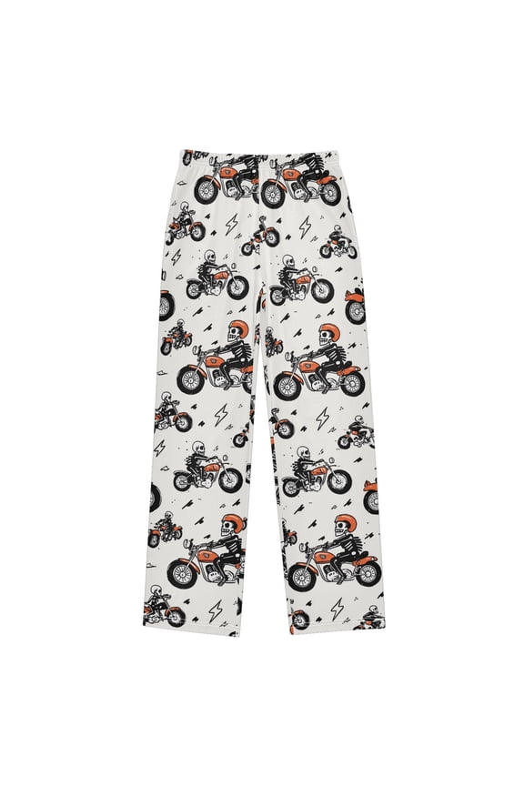 A Skeleton Riding A Motorcycle Pajama Pants Soft and Lightweight Elastic Waistband Pajama Pants
