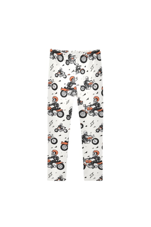 A Skeleton Riding A Motorcycle Printed Leggings Yoga Pants for in 4t to 10t
