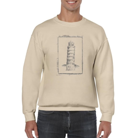 A Sketch Of Pisa Sweatshirt Men -Ethan Harper Designs, Male 5X-Large