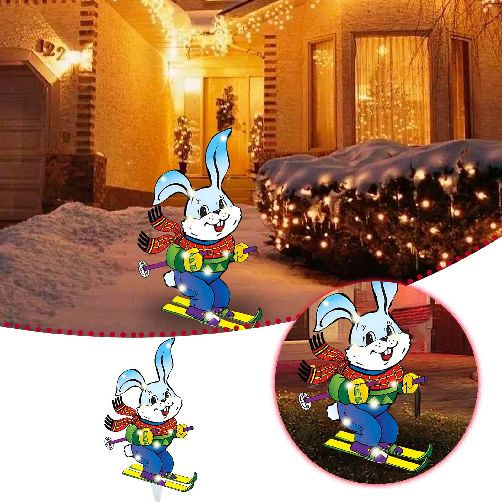 A Ski Rabbit Easter Bunny Acrylic Insert Outdoor Floor Decoration Patio
