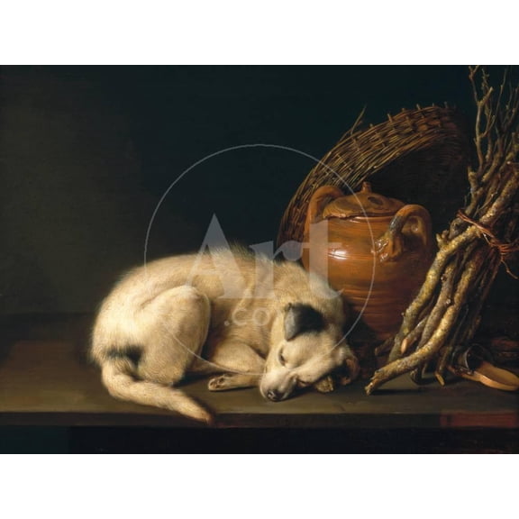 A Sleeping Dog with Terracotta Pot, 1650, Animals Unframed Giclee Print Wall Art by Gerrit or Gerard Dou Sold by Art.Com