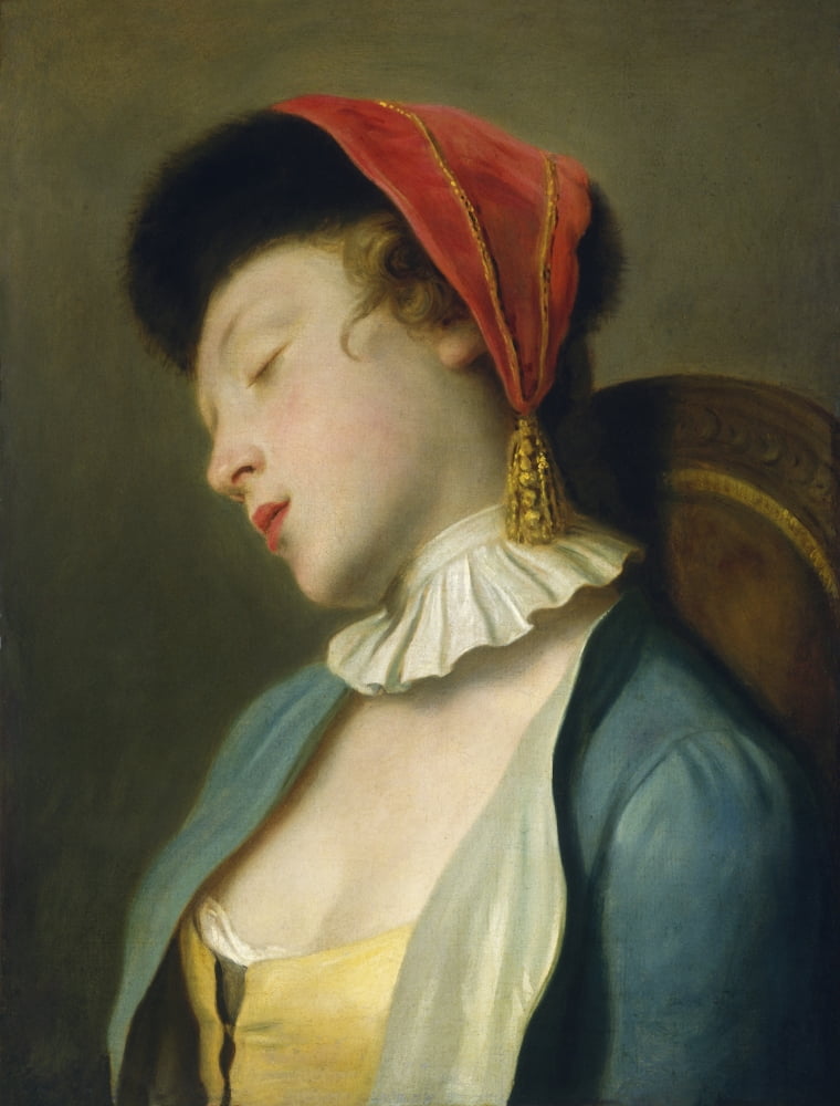A Sleeping Girl By Pietro Rotari Canvas Art - (18 x 24)