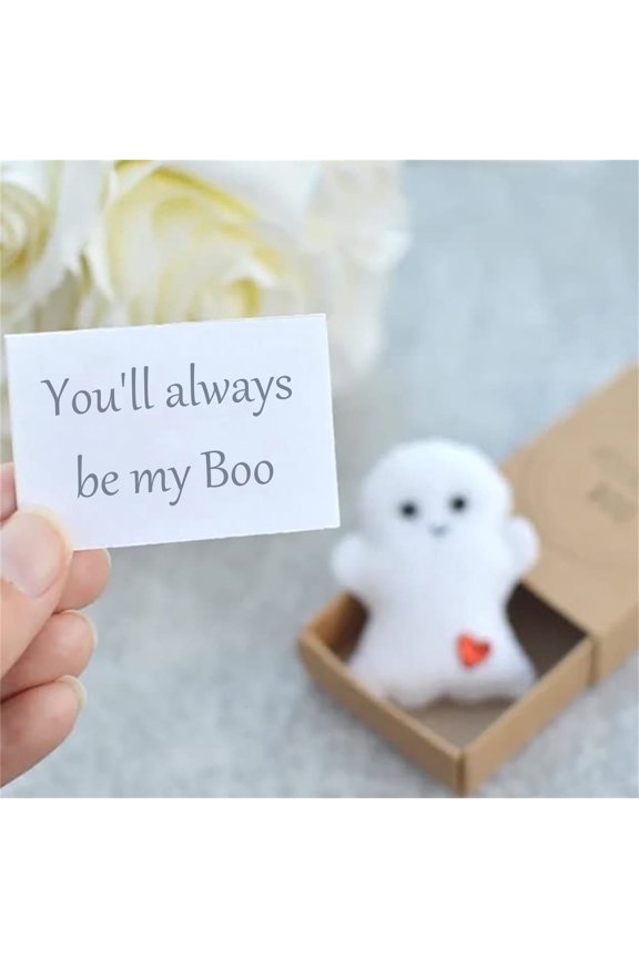 A Small Ghost Doll In Sentiment Card Packaging For Spooky Season Exchange Holiday Present