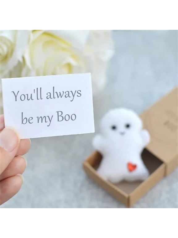 A Small Ghost Doll In Sentiment Card Packaging For Spooky Season Exchange Holiday Present