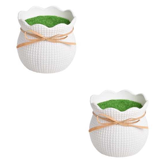 A Small Round Plastic Flowerpot With Thickened Walls For Succulents And Herbs 3.34 X 3.14 Inches White Color With Drainage Holes For Healthy Plants