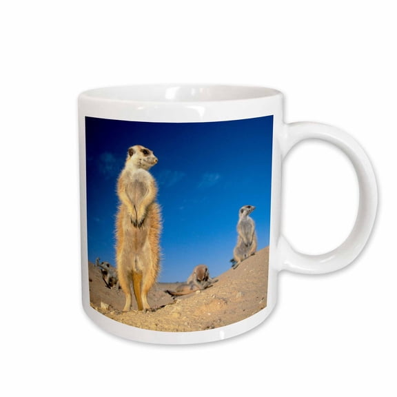 3drose, a Small Suricate Family Interacting at Their Den., 15oz Mug
