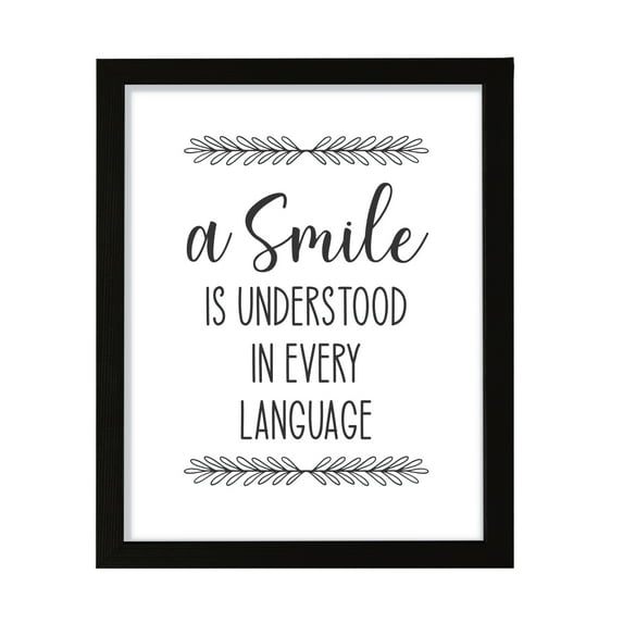A Smile Is Understood In Every Language, Watercolor 5 x 7 Black FRAMED Print Wall Art