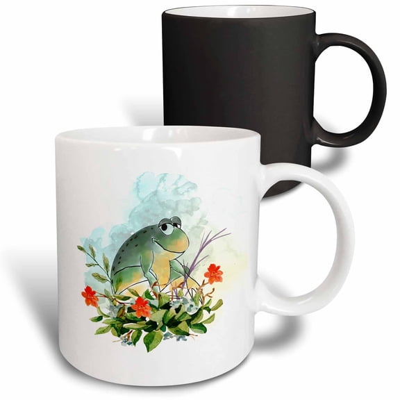 3drose, a Smiling Frog in the Bush, 11oz Magic Transforming Mug