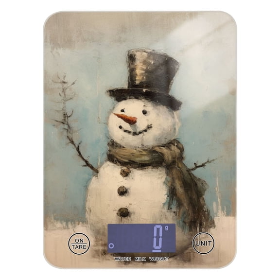 A Snowman Food Scale Digital Kitchen Scale Waterproof Tempered Glass Tare Function 11 lb for Baking Cooking Meal Prep